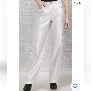 Universal Thread Women's 11" Rise 90's Metallic Silver Baggy Jeans